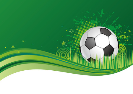 green background with soccer ballのイラスト素材