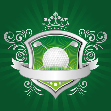 golf,shield,crown,green backgroundのイラスト素材
