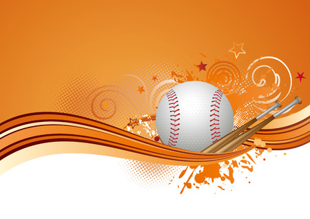 baseball design elements,orange backgroundのイラスト素材