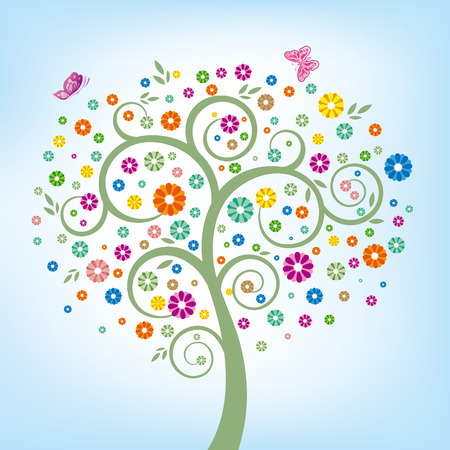 tree floral backgroundのイラスト素材