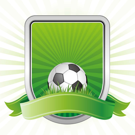soccer,shield,green backgroundのイラスト素材