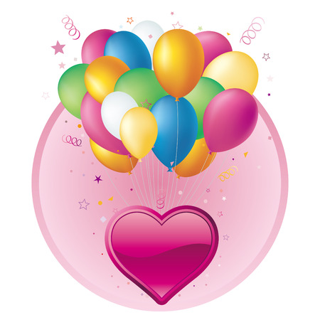 balloons,heart,celebration disign elementのイラスト素材