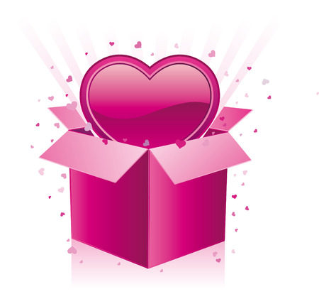 gift box and heart on a white backgroundのイラスト素材