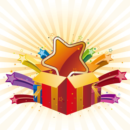 gift box and star, celebration backgroundのイラスト素材