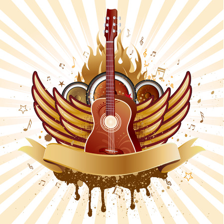 guitar and wings,music theme backgroundのイラスト素材
