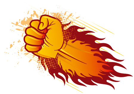 clenched fist and flameのイラスト素材