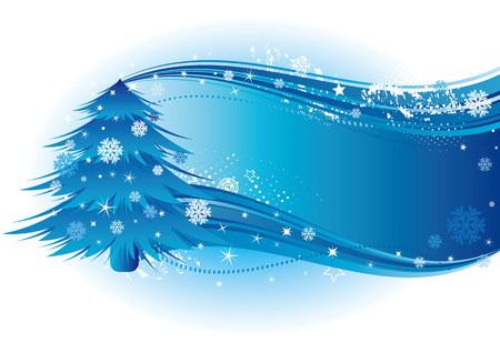 blue background with christmas tree のイラスト素材