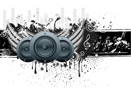  illustration of musical theme with loudspeakersのイラスト素材