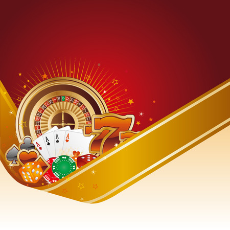 casino design element with gold ribbonのイラスト素材