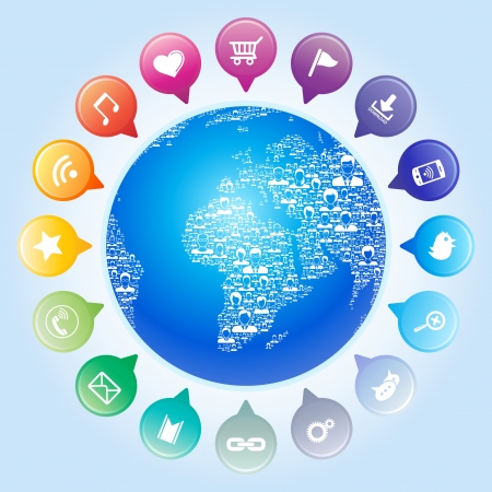Global communication,Socia l network conceptのイラスト素材