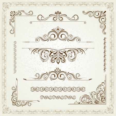 Vintage frames and scroll elementsのイラスト素材