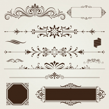 Vintage frames and scroll elementsのイラスト素材