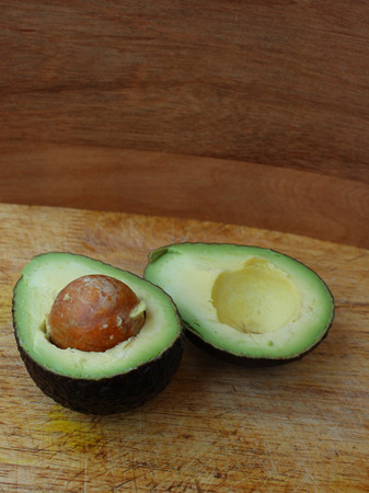 Fresh avocado Stored on wooden backgroundの写真素材