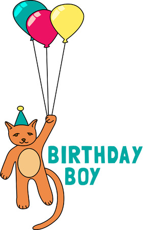 It's party time and a floating party cat is ready to celebrate with you!  This is such fun on a birthday shirt - unforgettable!のイラスト素材