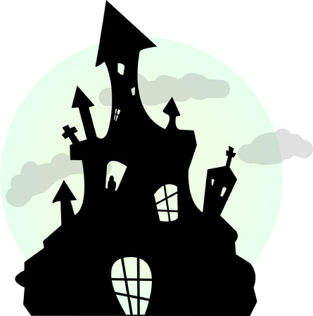 What spooks live therein  Imaginations run wild - it's Halloween night!  Stitch this frightening design on your gobblins trick or treat bag!のイラスト素材