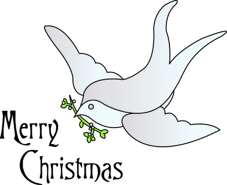 Our dove with an olive branch is a lovely symbol of peace and tranquility.  Fill stitches with satin edges make this design pop off the fabric.のイラスト素材