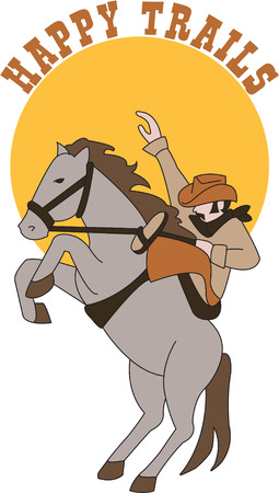 Ye haw!  Here we g for a wild west rodeo!  This cowboy and his stallion are ready to add a touch of the wild west to your project.のイラスト素材