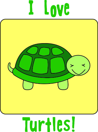 This little turtle adds sweetness and charm to your embroidery works.  The silky fill stitch background helps the turtle to stand out and get noticed.のイラスト素材