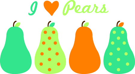 A border of colorful and modern pears make an edge unlike any you have seen.  Lovely kitchen towels are a snap with this border.のイラスト素材