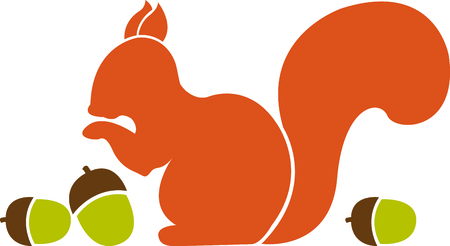 This squirrel is just nutty about acorns!  The silhouette is simple to stitch yet creates a stunning effect.のイラスト素材
