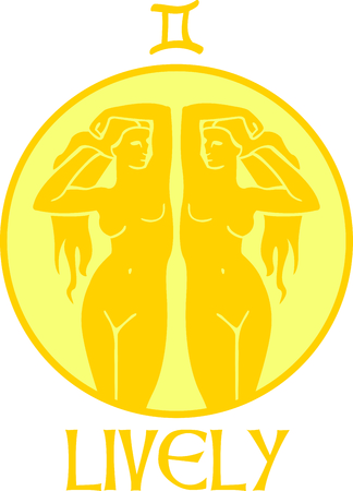 Display your astrological sign with this beautiful twin for the sign Gemini.のイラスト素材