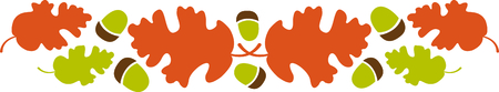 Oak leaves and acorns come together to create just the perfect border for Autumn.  Use it for a fireplace scarf or for table linens.  Absolutely stunning!のイラスト素材