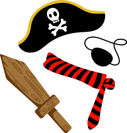 A boys perfect Halloween costume to dress up as a pirate.  Get this image for your next design.のイラスト素材