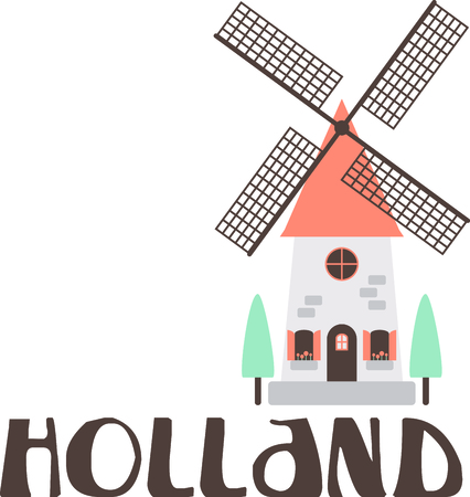 Remember the trip to Holland with this beautiful windmill.のイラスト素材