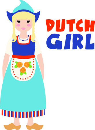 Remember the trip to Holland with this little Dutch girl.のイラスト素材