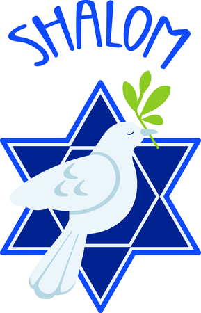 Celebrate your faith with this dove of peace and star of David.のイラスト素材