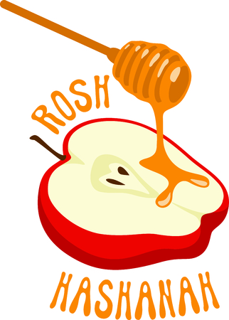 Celebrate Rosh Hashanah with this sweet apple and honey design.のイラスト素材