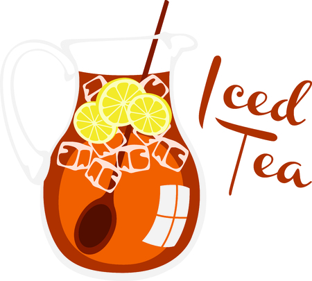 Pitcher of ice cold tea with lemon.のイラスト素材