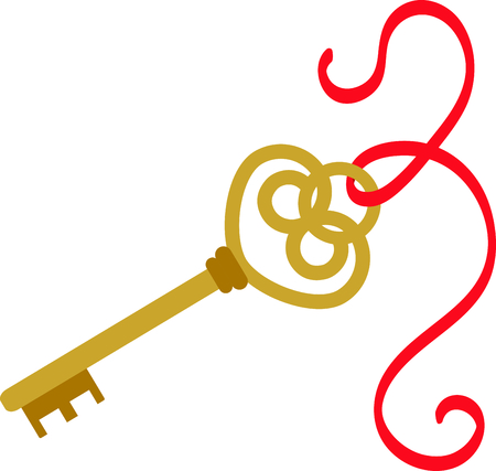 Unlock your creative genius when you explore all the places you can stitch this fancy gold key.のイラスト素材