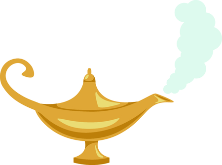 This magical genie's lamp can be added to pillows for a lovely effect.  It's five color design make it a snap to stitch.のイラスト素材