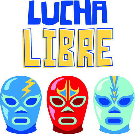 Lucha Libre are the perfect combination for group relaxation!  Give this to your friends and go out in style.  They will love it for happy hour!のイラスト素材