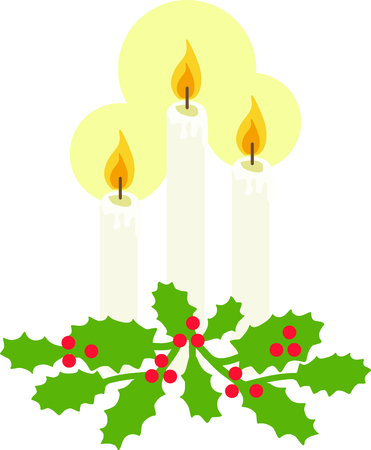 Candles with holly is ideal for those who like traditional Christmas decor.のイラスト素材