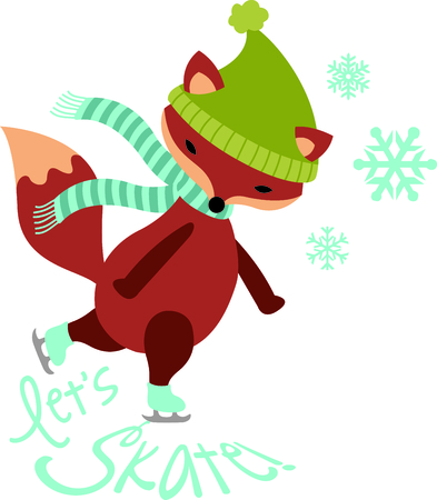 This cute ice skating fox would be wonderful for winter themed children's sports designs.のイラスト素材