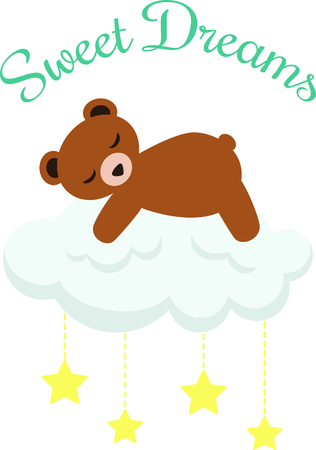 Sleeping teddy bear for baby and small child room decorating and gifts.のイラスト素材