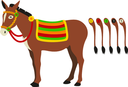 Our cute donkey needs his tail pinned on for our cute little guy.  He's a cute addition to your party gear.のイラスト素材