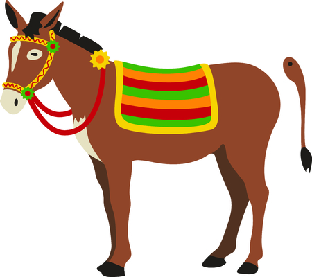 Our cute donkey needs his tail pinned on for our cute little guy.  He's a cute addition to your party gear.のイラスト素材