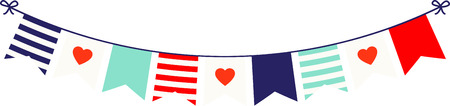 Show your love with this nautical themed banner with hearts.のイラスト素材