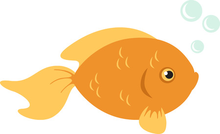 Cute little bubble blowing gold fish.のイラスト素材