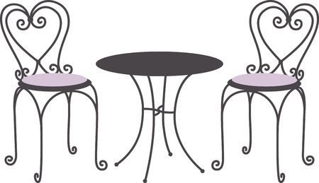 Make a lovely tea time project with a caf table scene.のイラスト素材