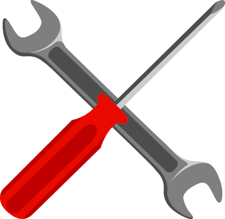 Crossed wrench and screwdriver mechanic's hand tools.のイラスト素材