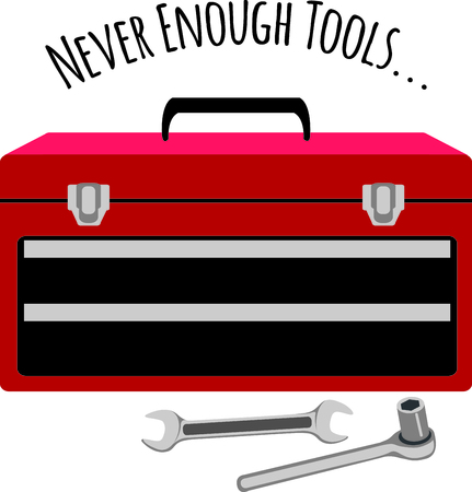 Toolbox with wrench and socket wrench for mechanics and handymen.のイラスト素材