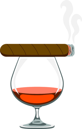 Use this cigar and cognac design for your smoking project.のイラスト素材