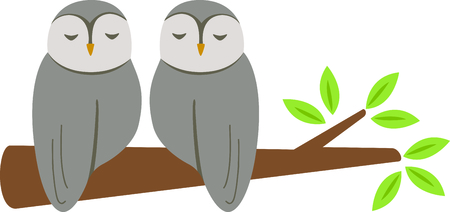 Sleeping owls for baby and small child room decorating or gifts.のイラスト素材