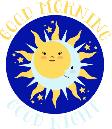 Celebrate the solstice with an elegant sun and moon.のイラスト素材