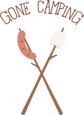 Cooking out is always a fun activity when camping.のイラスト素材