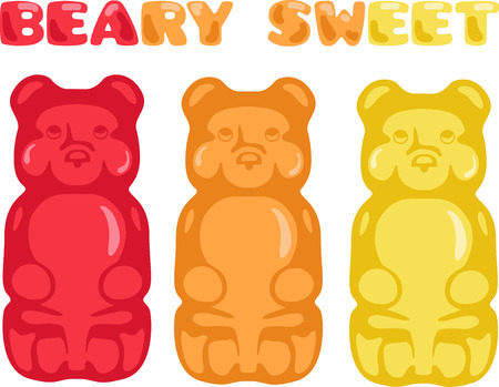 Kids love to snack on gummy bears.のイラスト素材